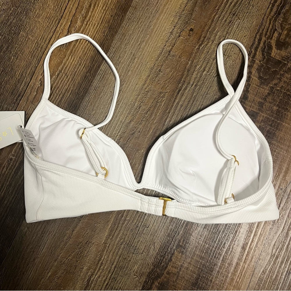 L Space Ribbed‎ Helena Bikini Top White XS Adjustable Strap No Wire NWT - Picture 3 of 4
